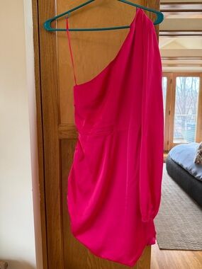 One-Shoulder Fuchsia Dress - Women